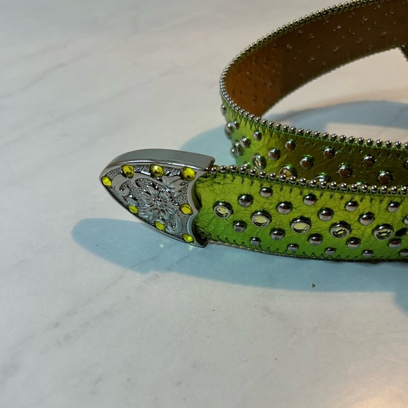 Studded Leather Rhinestone Green - Picture 9 of 11